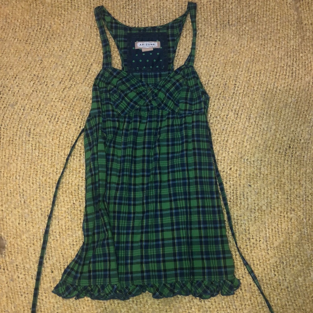 Arizona Green Plaid Sleeveless Top